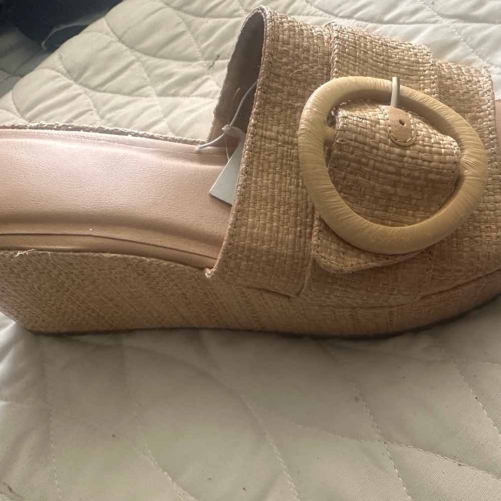 Women's Tan Woven Platform Sandals